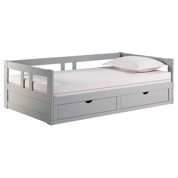 Alaterre Furniture Melody Twin to King Extendable Day Bed with Storage, Dove Gray AJME1080 - main